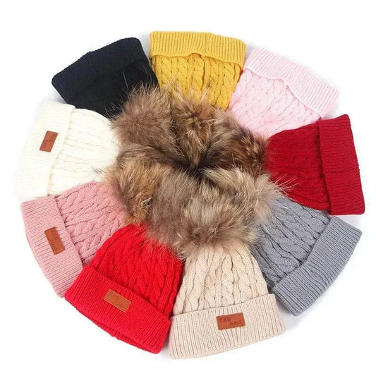 Children Winter Hat kids beanies Kids winter hat baby boy and girl warm woolen beanies faux fur beanies - www.Shopthatapp.com #