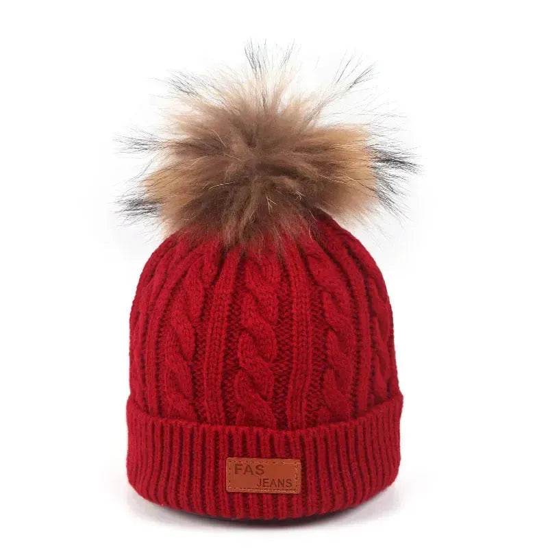 Children Winter Hat kids beanies Kids winter hat baby boy and girl warm woolen beanies faux fur beanies - www.Shopthatapp.com #