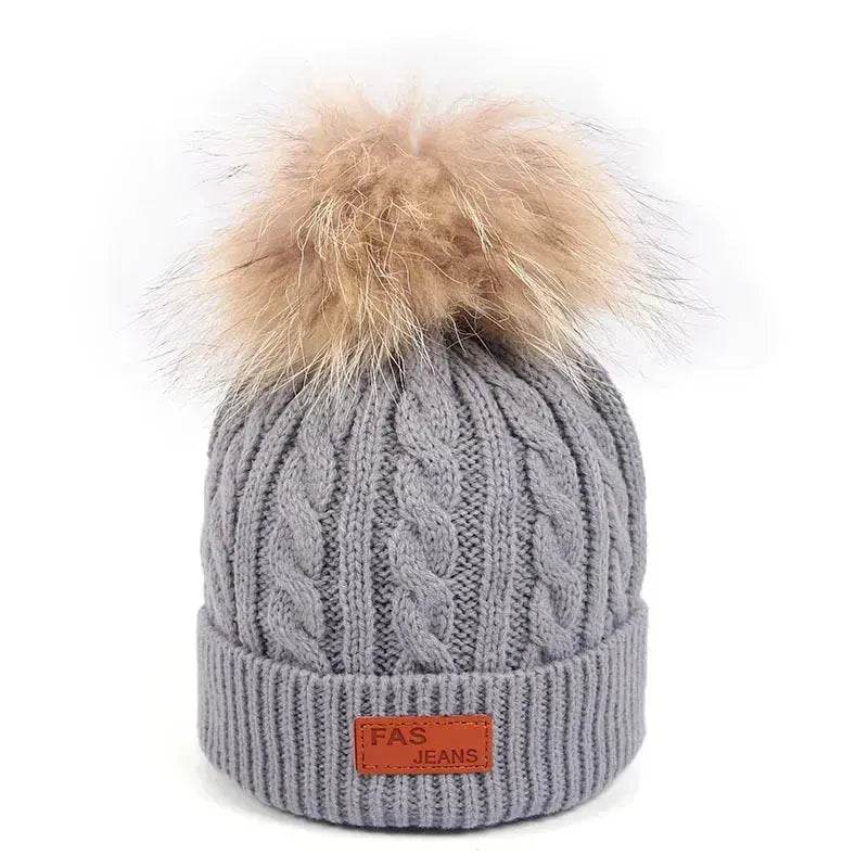 Children Winter Hat kids beanies Kids winter hat baby boy and girl warm woolen beanies faux fur beanies - www.Shopthatapp.com #