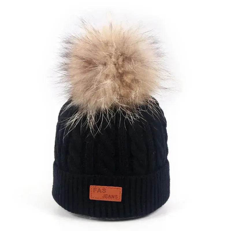 Children Winter Hat kids beanies Kids winter hat baby boy and girl warm woolen beanies faux fur beanies - www.Shopthatapp.com #