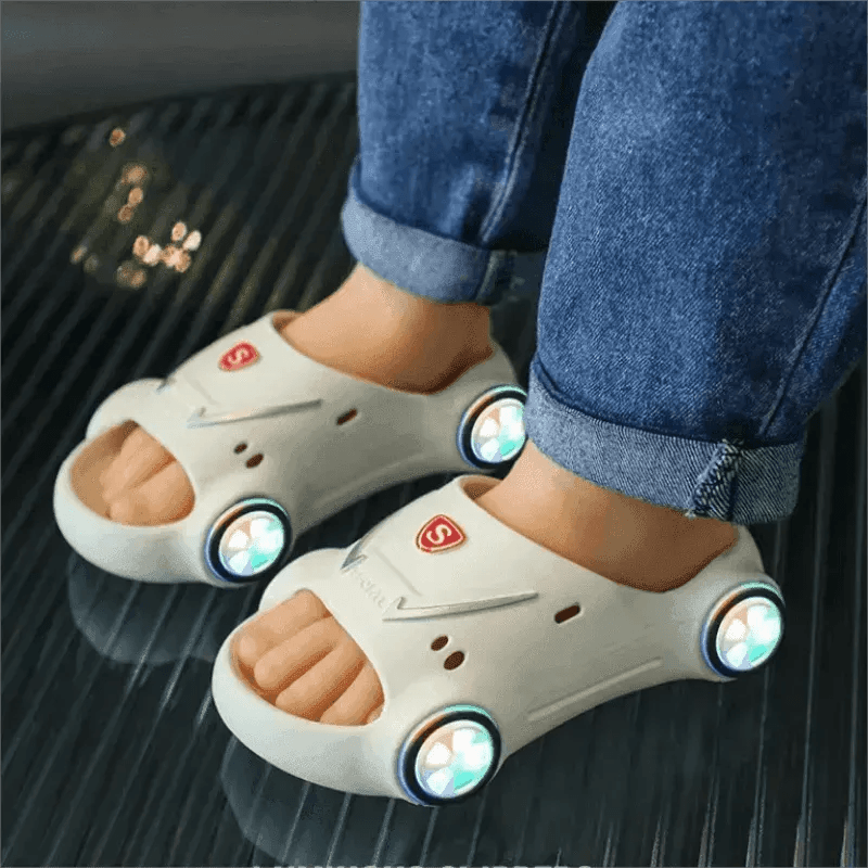 Children's Cartoon Car Glowing Sandals: Anti-Slip Luminous Beach Shoes - www.Shopthatapp.com