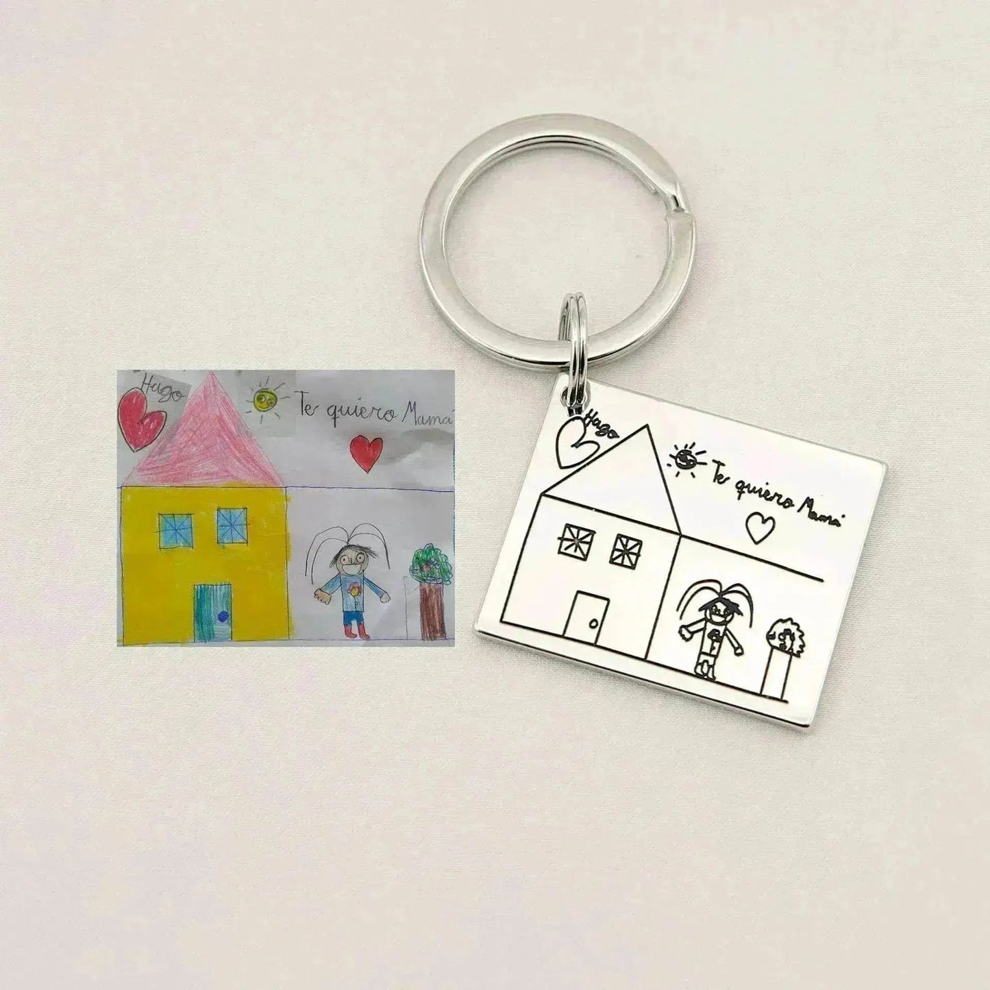 Children's Realistic Hand Drawn Laser Painting Keychain - www.Shopthatapp.com