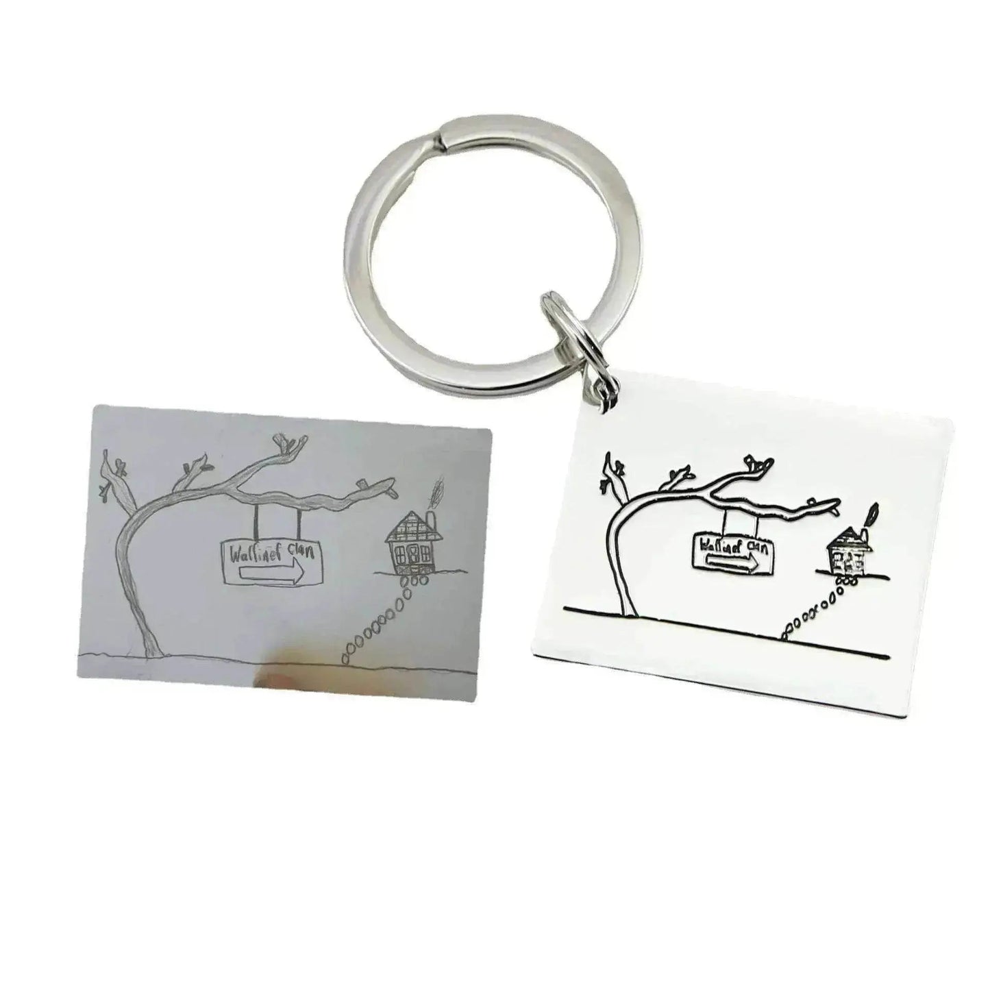 Children's Realistic Hand Drawn Laser Painting Keychain - www.Shopthatapp.com