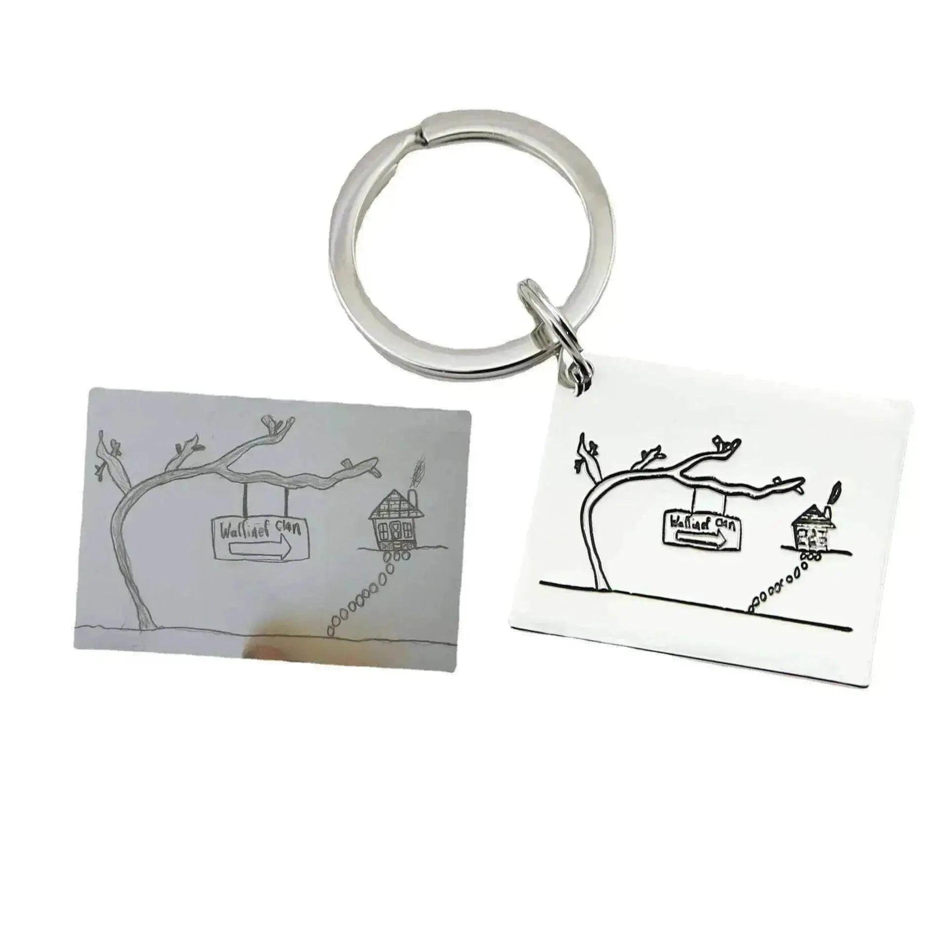 Children's Realistic Hand Drawn Laser Painting Keychain - www.Shopthatapp.com