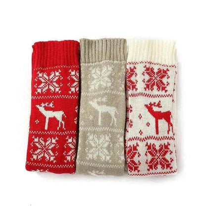 Christmas Knitted Cotton Woolen Thigh-High Deer Socks - www.Shopthatapp.com