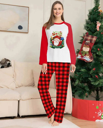 Christmas Parent-Child Clothes Set Long Sleeve T-Shirt Plaid Pants Family Matching Pajamas - www.Shopthatapp.com #