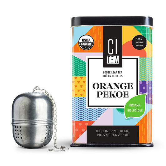 Thé noir bio Orange Pekoe en vrac avec boule de thé - 80 g