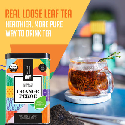 Thé noir bio Orange Pekoe en vrac avec boule de thé - 80 g