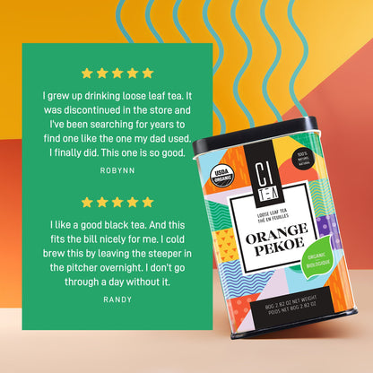 Thé noir bio Orange Pekoe en vrac avec boule de thé - 80 g