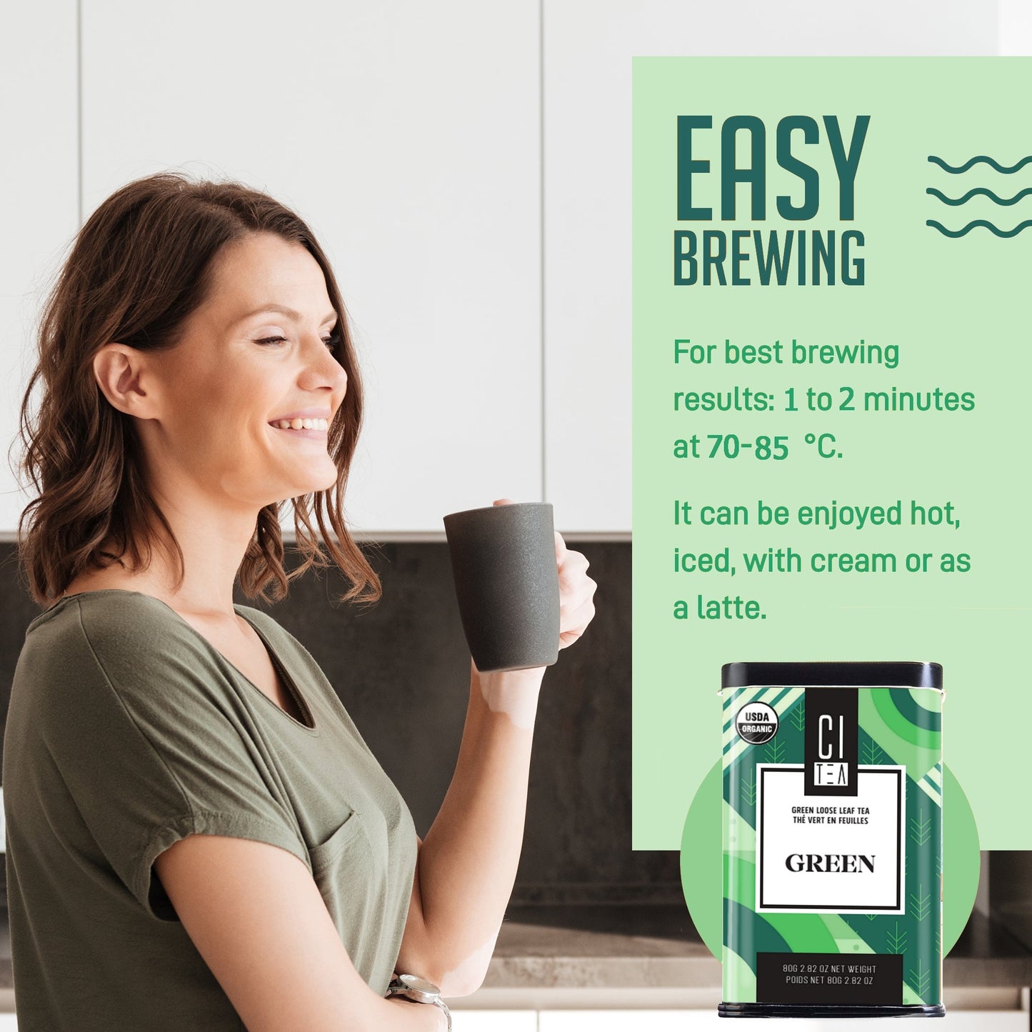 Organic Green Loose Leaf Tea with Teaball - 80g - www.Shopthatapp.com