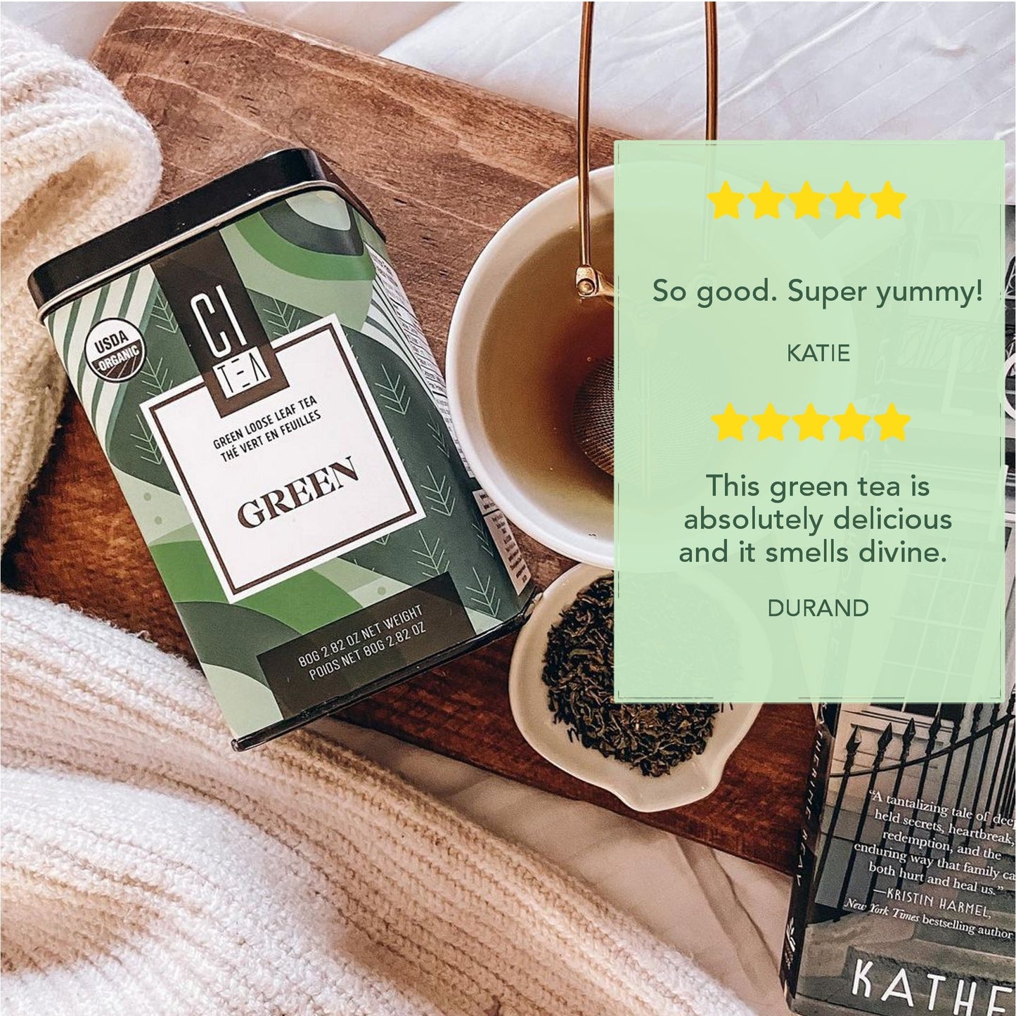Organic Green Loose Leaf Tea with Teaball - 80g - www.Shopthatapp.com