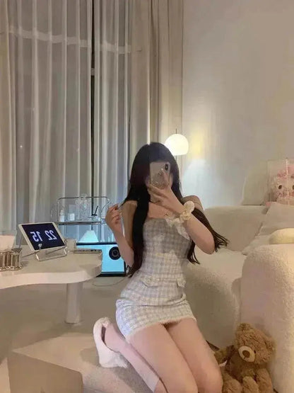 Classic Style Two piece, sleeve jacket Blue White Adult Lady Like Woman Dress Suit Elegant Outfit