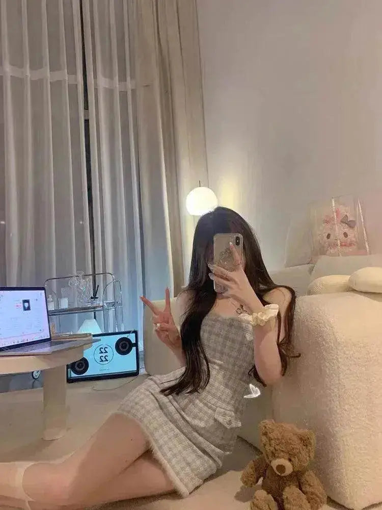 Classic Style Two piece, sleeve jacket Blue White Adult Lady Like Woman Dress Suit Elegant Outfit