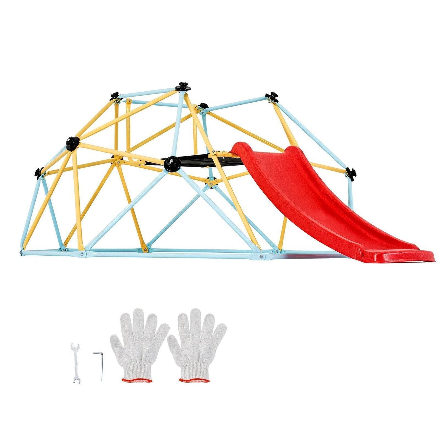 Climbing Dome, For Kids 3 To 9 Years Old, 8FT Geometric Dome Climber With Slide,Jungle Gym Supports 600LBS And Easy Assembly, With Climbing Grip, Outdoor And Indoor Play Equipment For Kids - www.Shopthatapp.com #