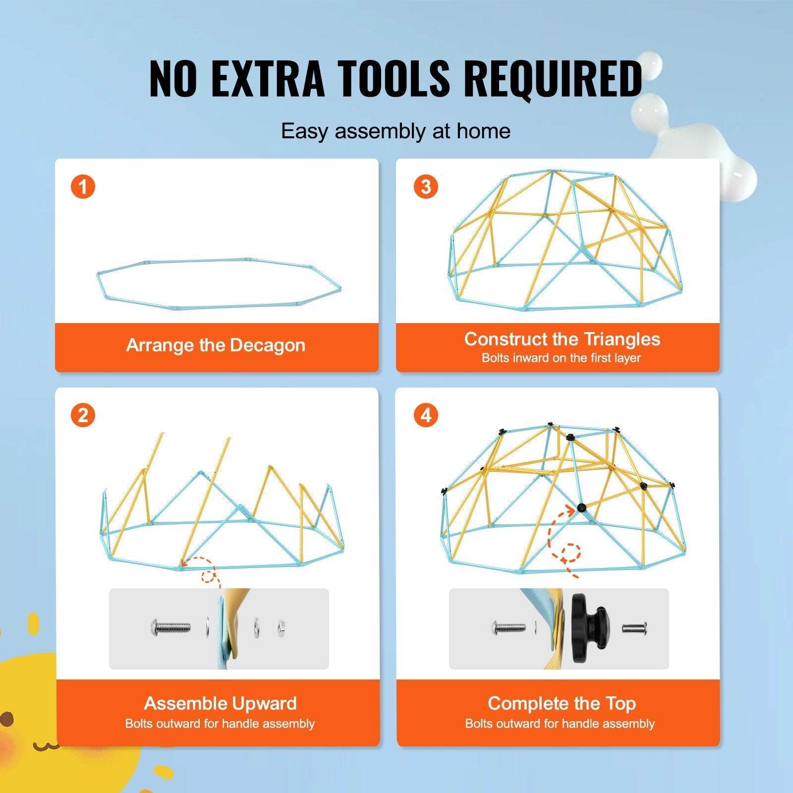 Climbing Dome, For Kids 3 To 9 Years Old, 8FT Geometric Dome Climber With Slide,Jungle Gym Supports 600LBS And Easy Assembly, With Climbing Grip, Outdoor And Indoor Play Equipment For Kids - www.Shopthatapp.com #