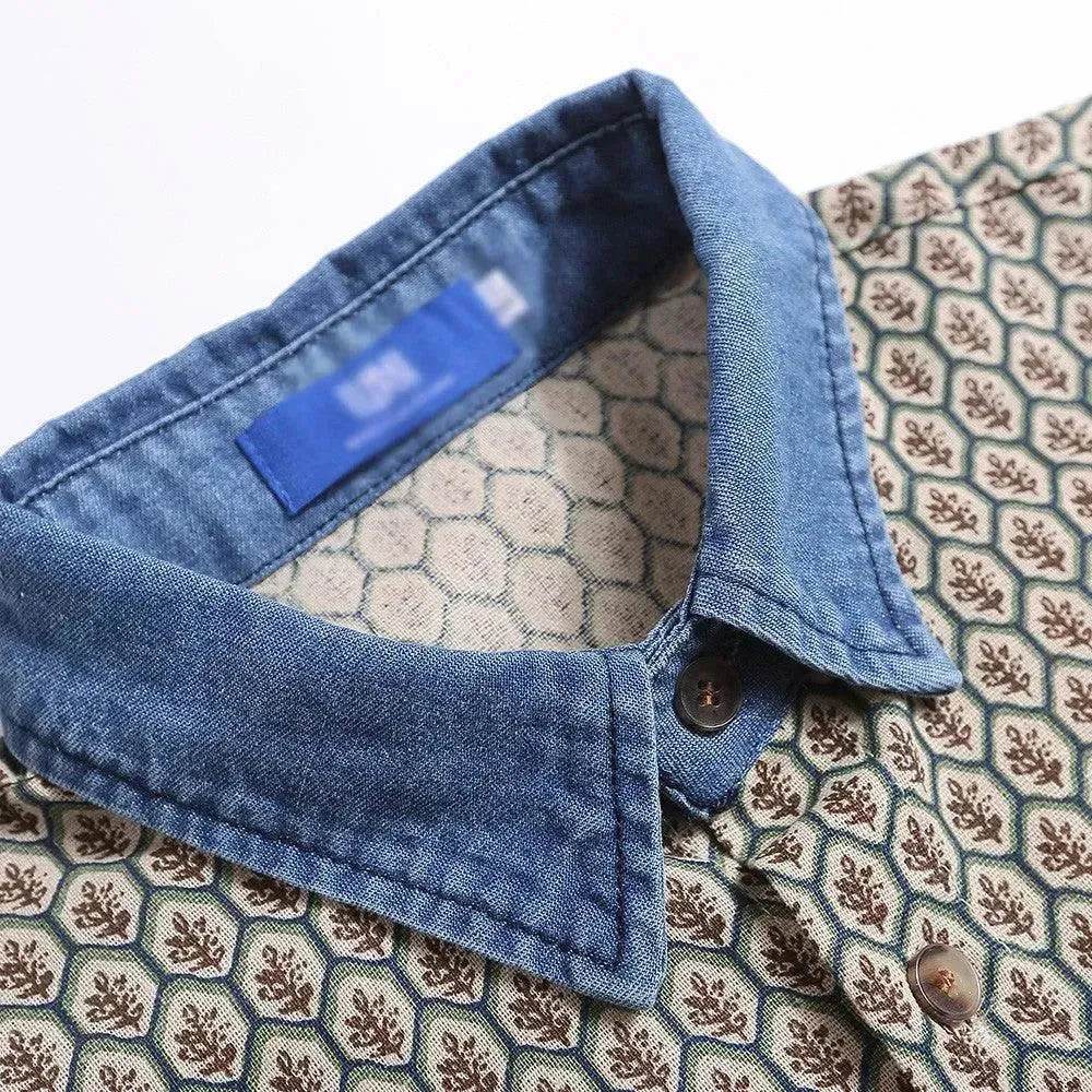 Color Contrast Patchwork Lapel Plaid Casual Short-sleeved Shirt - www.Shopthatapp.com #