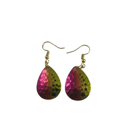 Boucles d'oreilles à lame tournante banane fendue en nickel martelé du Colorado 