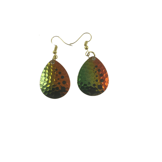 Boucles d'oreilles à lame tournante Firetiger en nickel martelé du Colorado 