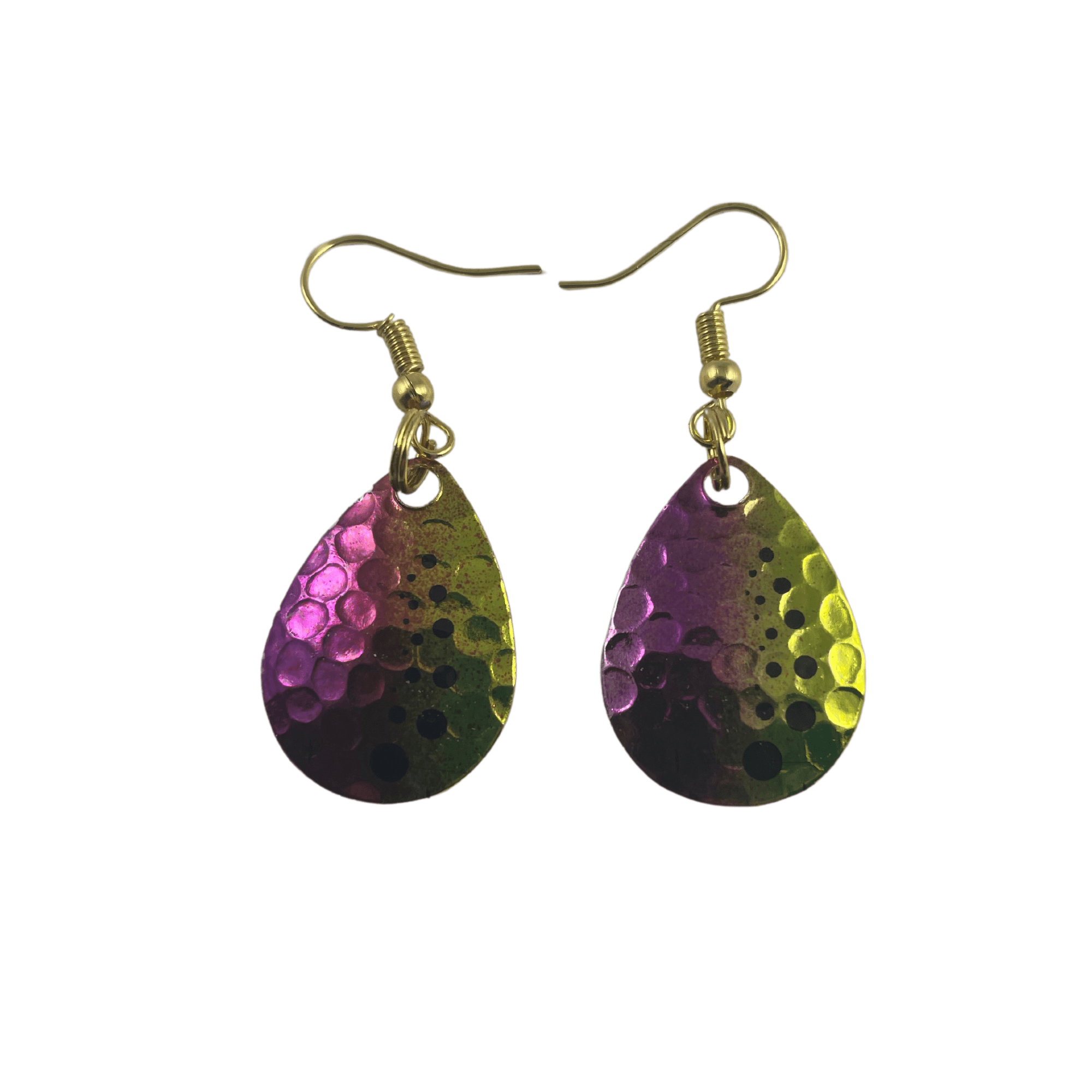 Colorado Hammered Nickel Dot Gasoline Alley Spinner Blade Earrings - www.Shopthatapp.com