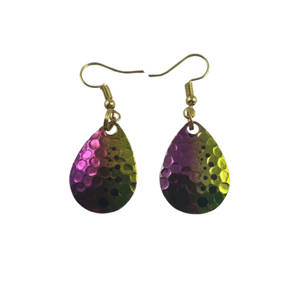 Colorado Hammered Nickel Dot Gasoline Alley Spinner Blade Earrings
