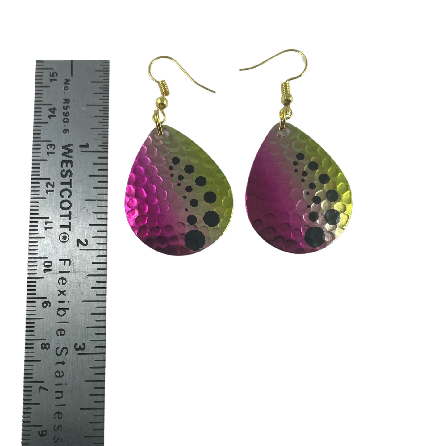 Colorado Hammered Nickel Dot Gasoline Alley Spinner Blade Earrings