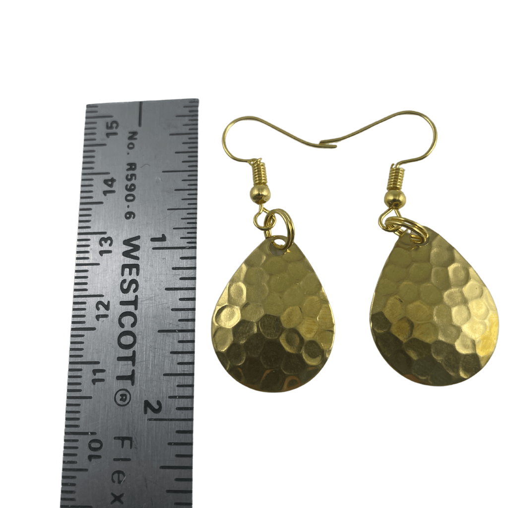 Colorado Hammered Polished Brass Spinner Blade Earrings - www.Shopthatapp.com