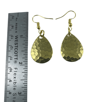 Boucles d'oreilles à lame tournante en laiton poli martelé du Colorado 