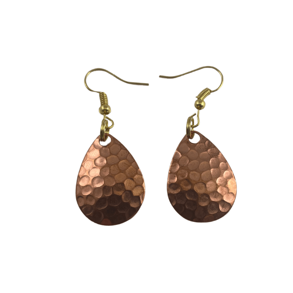 Colorado Hammered Polished Copper Spinner Blade Earrings - www.Shopthatapp.com