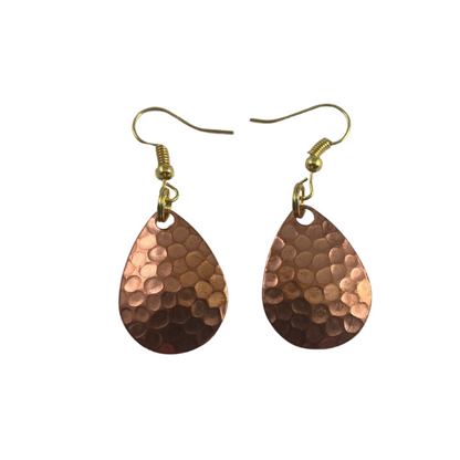 Colorado Hammered Polished Copper Spinner Blade Earrings
