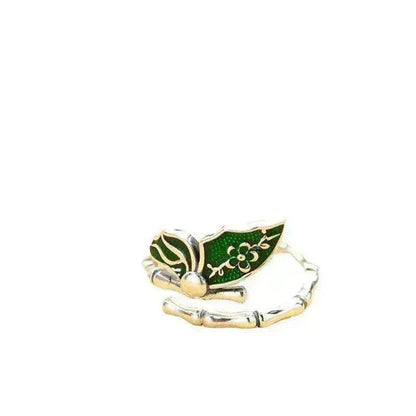 Colorful stylish and simple Enamel Bamboo Butterfly Copper Plated Silver Ring - www.Shopthatapp.com