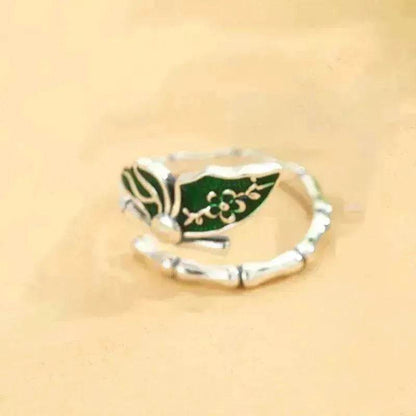 Colorful stylish and simple Enamel Bamboo Butterfly Copper Plated Silver Ring - www.Shopthatapp.com