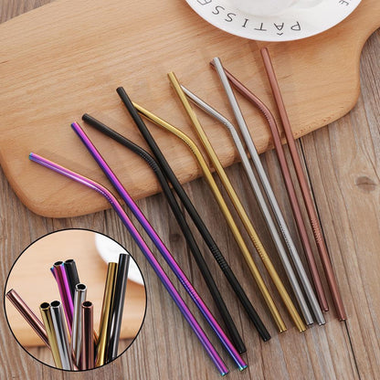 Colourful Reusable Stainless Steel Straws - www.Shopthatapp.com