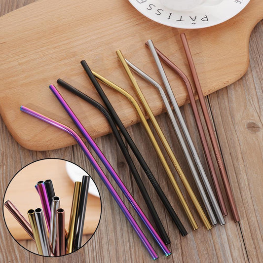 Colourful Reusable Stainless Steel Straws - www.Shopthatapp.com