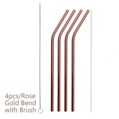 Colourful Reusable Stainless Steel Straws - www.Shopthatapp.com