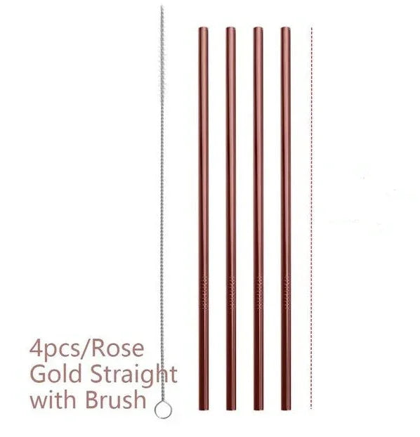 Colourful Reusable Stainless Steel Straws - www.Shopthatapp.com