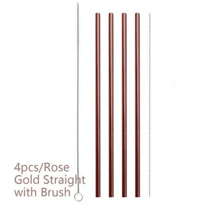 Colourful Reusable Stainless Steel Straws - www.Shopthatapp.com