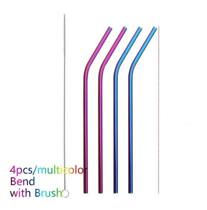 Colourful Reusable Stainless Steel Straws - www.Shopthatapp.com