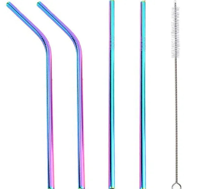 Colourful Reusable Stainless Steel Straws - www.Shopthatapp.com