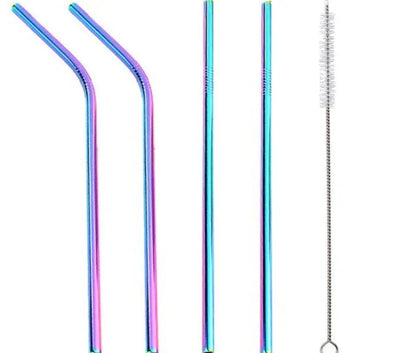 Colourful Reusable Stainless Steel Straws - www.Shopthatapp.com