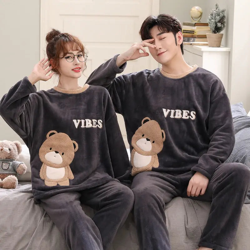 Coral Fleece Couple Plus Size Pajamas For Women - www.Shopthatapp.com
