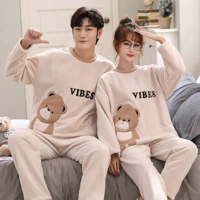 Coral Fleece Couple Plus Size Pajamas For Women - www.Shopthatapp.com