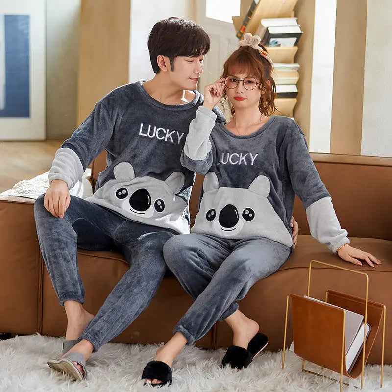 Coral Fleece Couple Plus Size Pajamas For Women - www.Shopthatapp.com