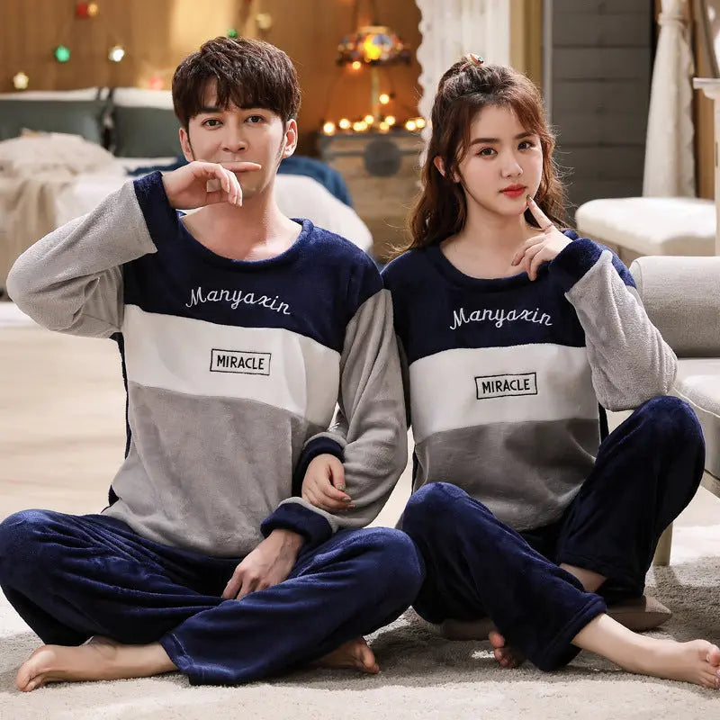 Coral Fleece Couple Plus Size Pajamas For Women - www.Shopthatapp.com #
