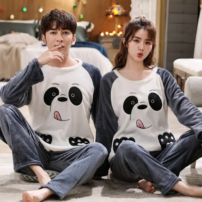 Coral Fleece Couple Plus Size Pajamas For Women - www.Shopthatapp.com #