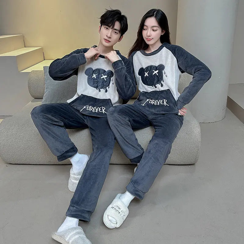 Coral Fleece Couple Plus Size Pajamas For Women - www.Shopthatapp.com #