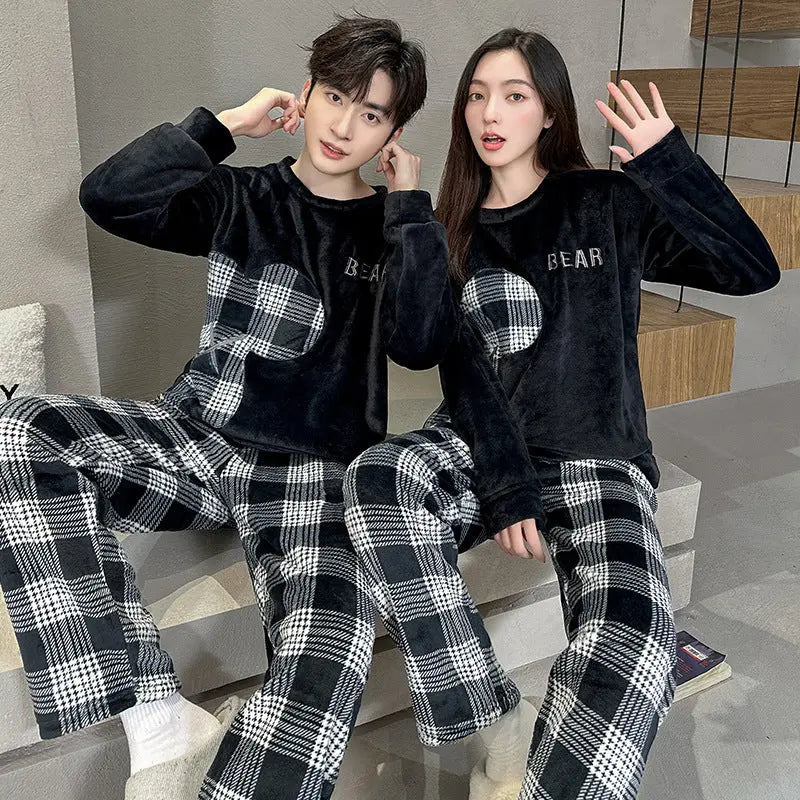 Coral Fleece Couple Plus Size Pajamas For Women - www.Shopthatapp.com #