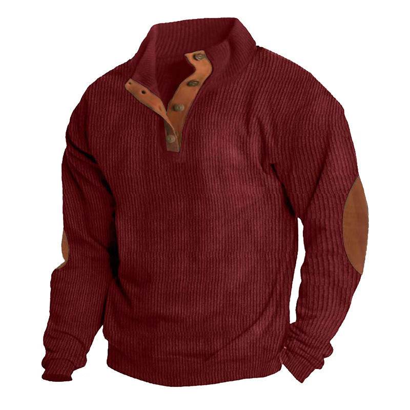 Corduroy Casual Stand Collar Long-sleeved Sweater men - www.Shopthatapp.com #