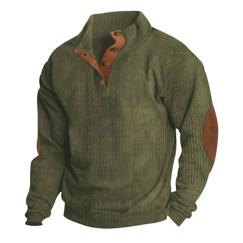 Corduroy Casual Stand Collar Long-sleeved Sweater men - www.Shopthatapp.com #