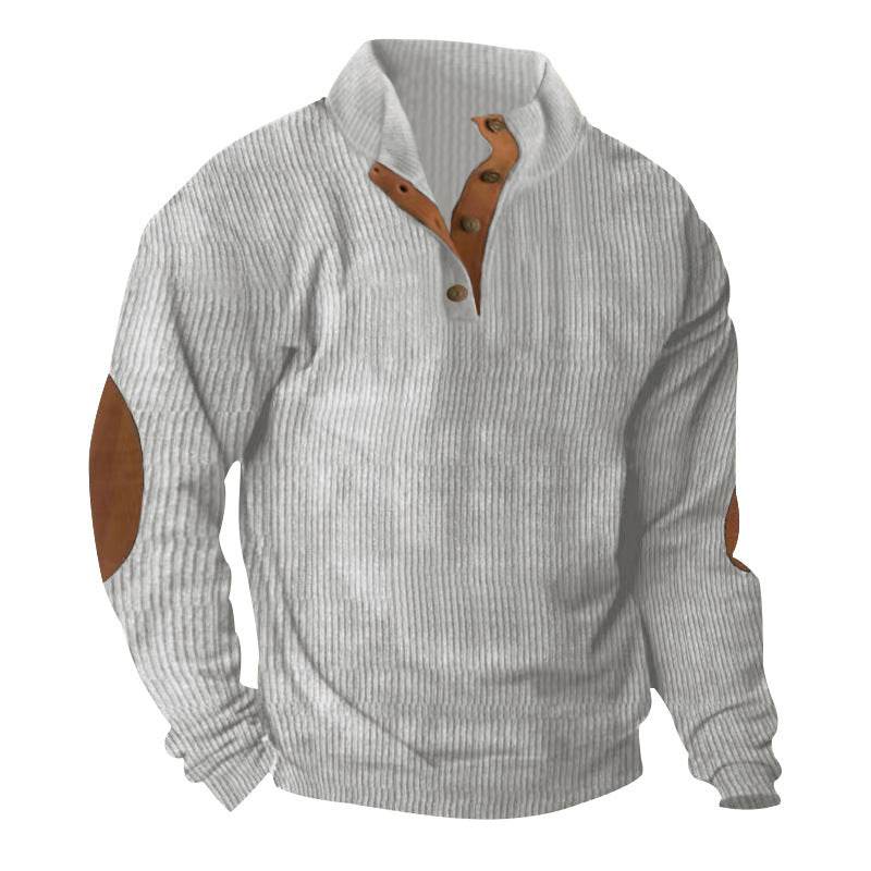 Corduroy Casual Stand Collar Long-sleeved Sweater men - www.Shopthatapp.com #