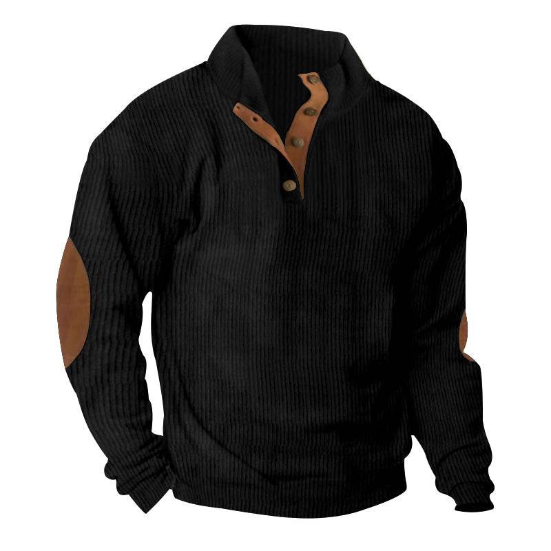 Corduroy Casual Stand Collar Long-sleeved Sweater men - www.Shopthatapp.com #